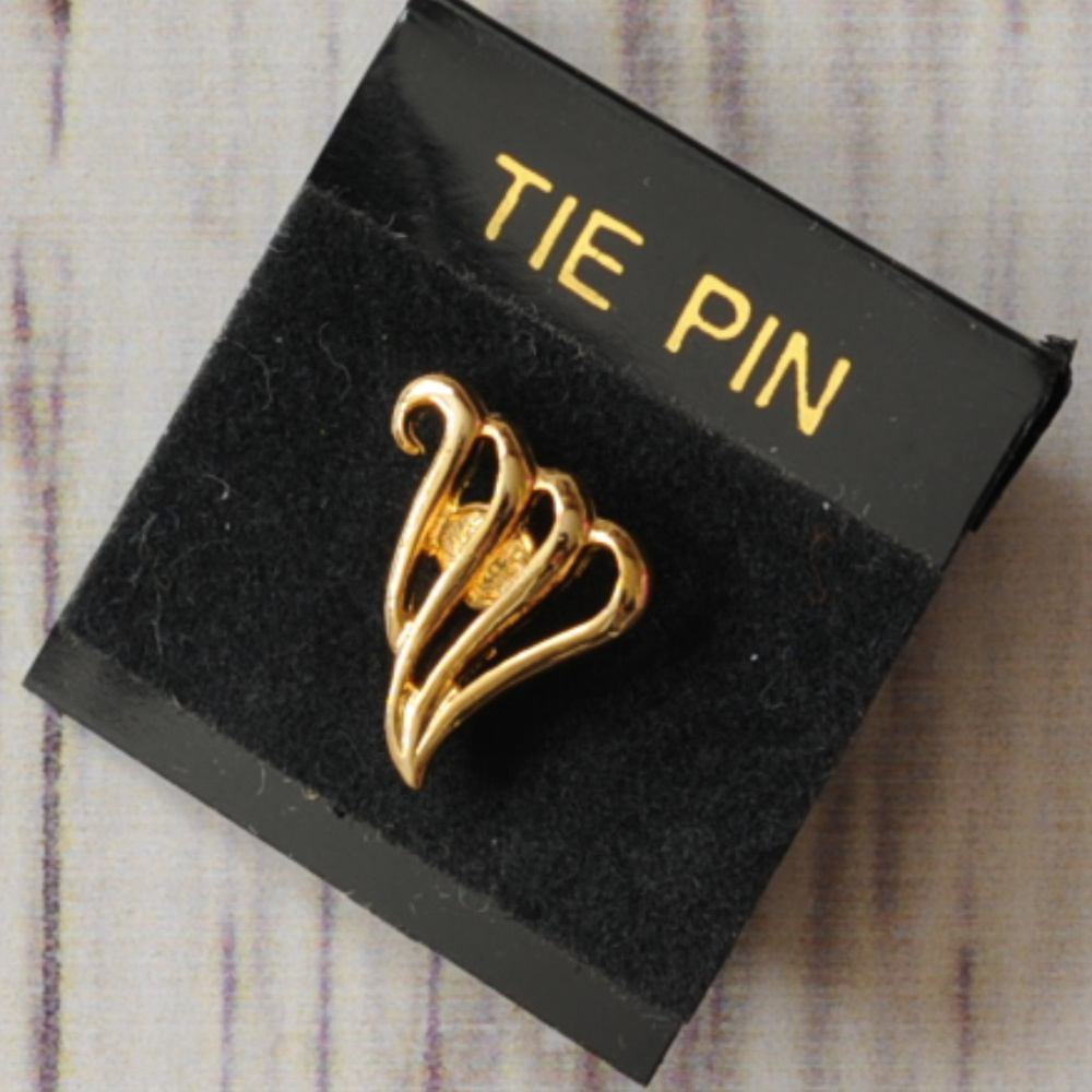 vintage gold tone art tie pin tack mens